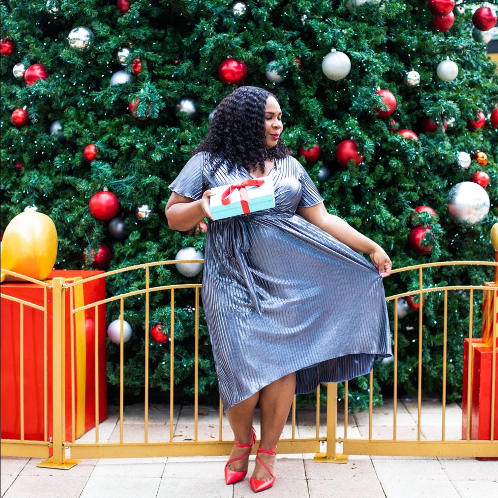 Metallic midi dress